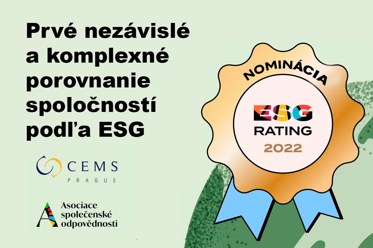 Ocenenie ESG Rating 2022 za nezávislé a komplexné porovnanie spoločností.