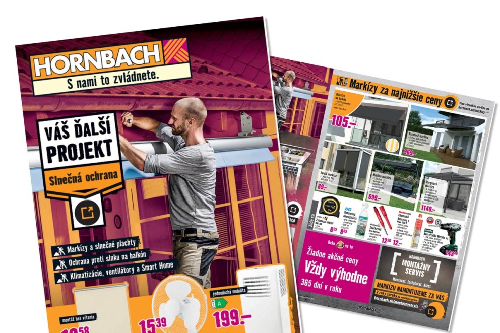 Hornbach reklama na slnečnú ochranu, ako sú markízy a klimatizácie