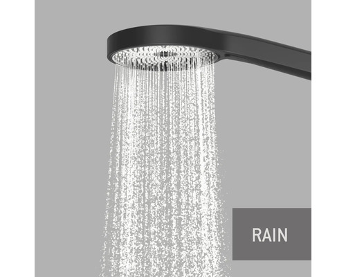 Čierna sprchová hlavica s dažďovou funkciou