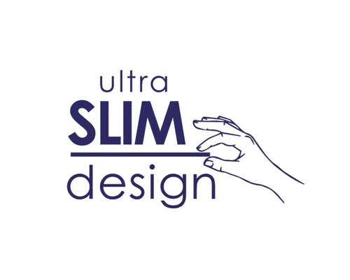 Nápis Ultra Slim Design so štylizovanou rukou