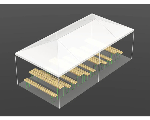 Párty stan s niekoľkými pivnými setmi
