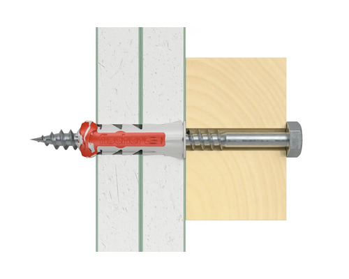 Hmoždinka Fischer so skrutkou v stene a dreve