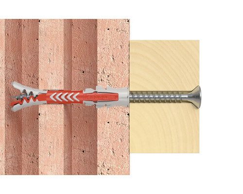 Hmoždinka Fischer so skrutkou v stene a dreve