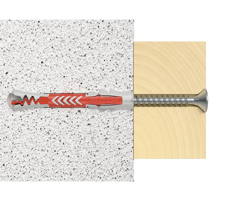 Hmoždinka Fischer so skrutkou v stene a dreve