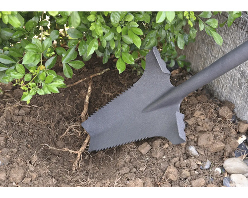 Rýľ používaný na vykopávanie zeminy a koreňov v záhrade