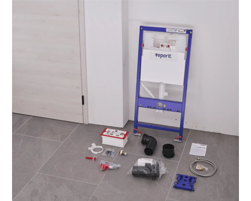 Predstenový inštalačný prvok pre WC s inštalačným materiálom.