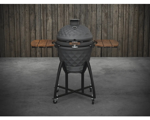 Keramický gril s bočnými stolíkmi a kolieskami