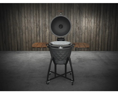 Keramický gril s otvoreným vekom a bočnými stolíkmi