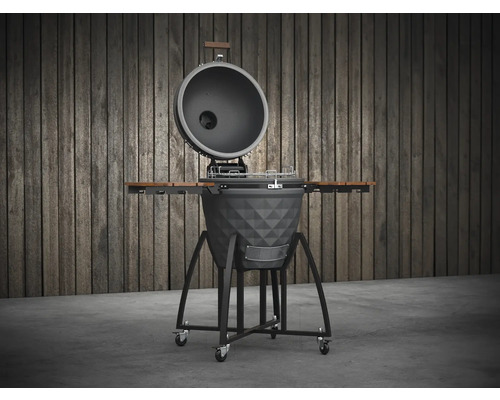 Keramický gril s odkladacími stolíkmi a vekom