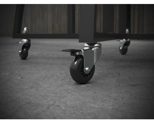 Kolieska s brzdou na kovovom nábytku