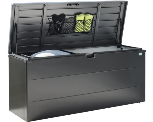 Otvorený obdĺžnikový úložný box pre vonkajšie použitie s úložným priestorom