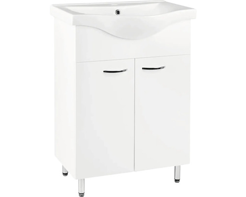 Skrinka pod umývadlo s dvomi dvierkami a umývadlom na dosku