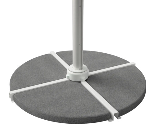 Sivý stojan na slnečník s bielym rámom a tyčou