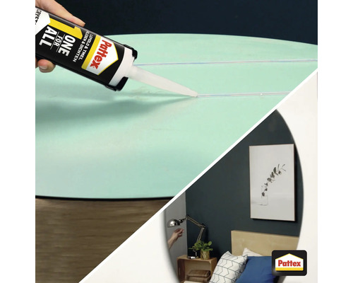 Aplikácia tmelu Pattex Lepenie Tesnenie s montážnym lepidlom na povrch a spálňa s dekoráciou