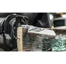 Šabľová píla reže drevo s pílou na kov