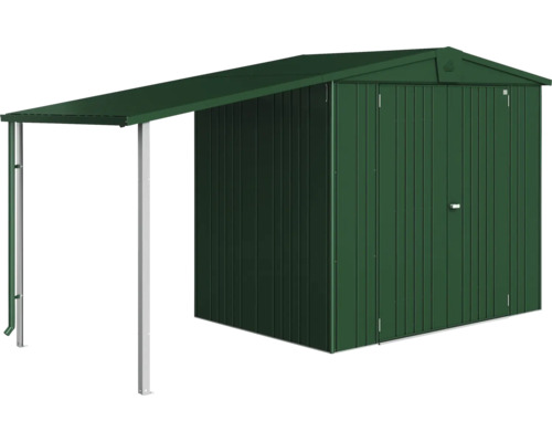 Kovový záhradný domček s prístavbou