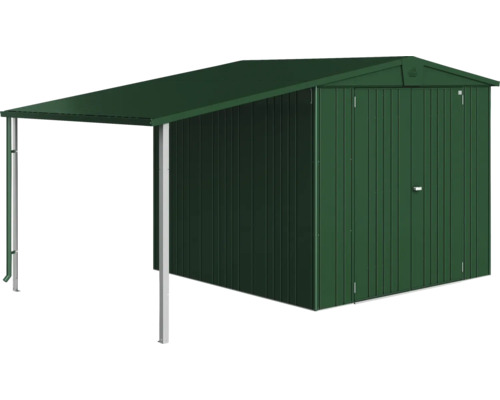 Záhradný domček s prístreškom pre ďalší vonkajší úložný priestor