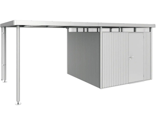 Kovová veranda s kôlňou na náradie a dverami