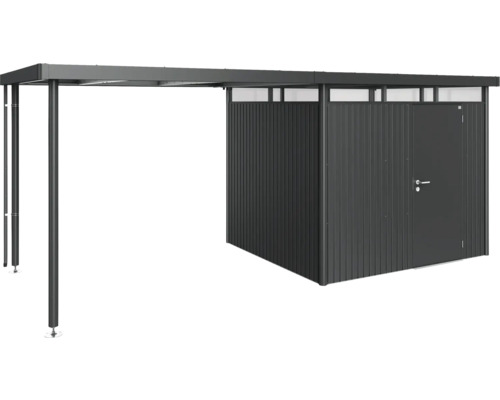 Kovový záhradný domček s prístavbou