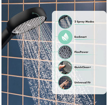 Sprchová hlavica s rôznymi typmi prúdu a funkciami, ako sú EcoSmart a QuickClean