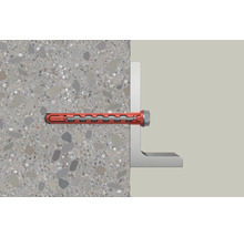 Upevnenie uhlového profilu pomocou kotevnej skrutky v betónovej stene