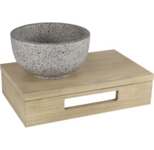 Dekoratívna misa na drevenej krabici