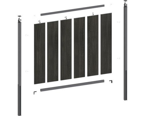 Stavebnica terasového plota s plotovými latami a rámom na montáž