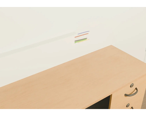 Písací stôl so zásuvkami a nástenným priechodom pre káble