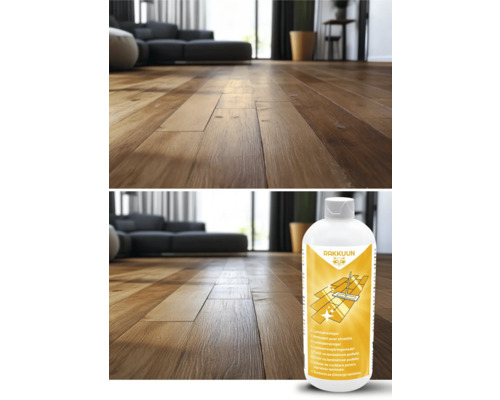 Scéna s laminátovou podlahou a čističom laminátu od Rakkuun