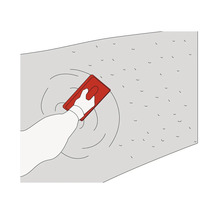 Ilustrácia ruky, ktorá pomocou hladidla omieta stenu