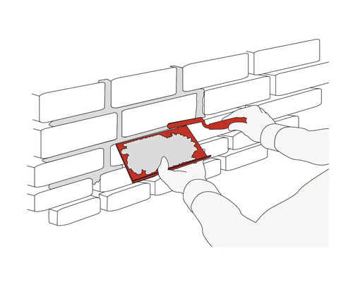 Ilustrácia: Škáry tehlovej steny sú vyplnené škárovacou doskou