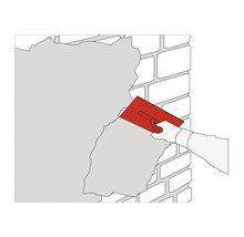 Ilustrácia osoby nanášajúcej omietku na stenu pomocou hladidla