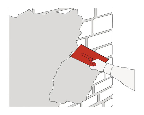 Ilustrácia osoby nanášajúcej omietku na stenu pomocou hladidla