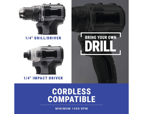 Vŕtací skrutkovač 1/4 palca a rázový uťahovák 1/4 palca, kompatibilný s akumulátorom, minimálne 1400 ot/min