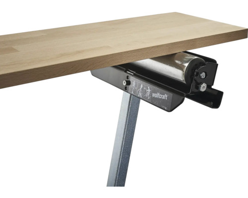 Logo Wolfcraft s podperou materiálu a obrobkom