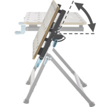 Nastaviteľný pracovný stôl so symbolom šípky označujúcim nastavenie sklonu