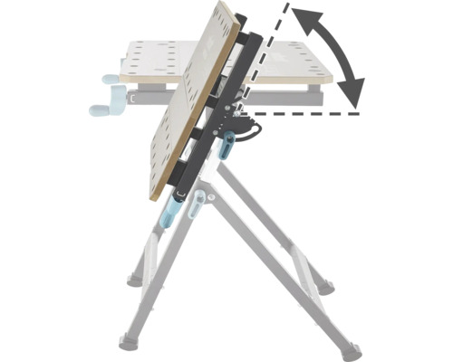 Nastaviteľný pracovný stôl so symbolom šípky označujúcim nastavenie sklonu