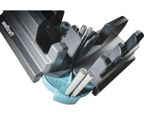 Wolfcraft pokosnica a uhlomer z plastu s kovovými kolíkmi na presné nastavenie a rezanie pokosových uhlov.