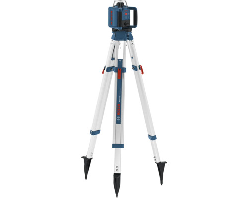 Logo Bosch. Stavebný statív Bosch BT 170 HD Professional s čiarovým laserom.