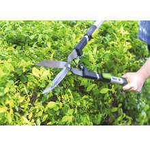 Ručné nožnice na živý plot for_q pri strihaní zeleného živého plota v záhrade.