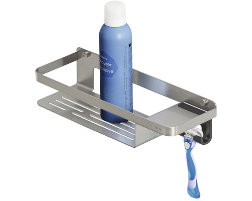 Kovová sprchová polička so sprchovou penou a holiacim strojčekom