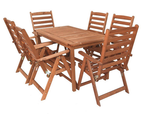 Sada záhradného stola z masívneho dreva so šiestimi stoličkami