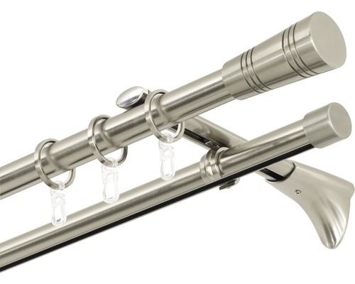 Dvojitá záclonová tyč s krúžkami a háčikmi na záclony