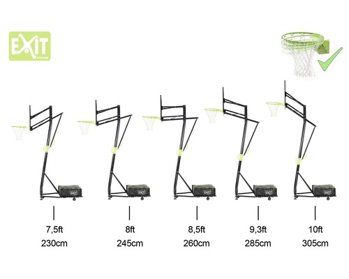Basketbalový kôš s rôznym nastavením výšky