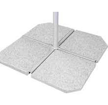 Stojan na slnečník so štyrmi žulovými doskami a kovovým rámom