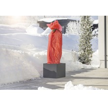 Rastlina v kvetináči so zimnou ochranou v zasneženom prostredí