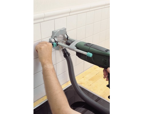 Pomôcka na vŕtanie do dlaždíc s vŕtačkou používanou na vŕtanie otvorov do dlaždíc