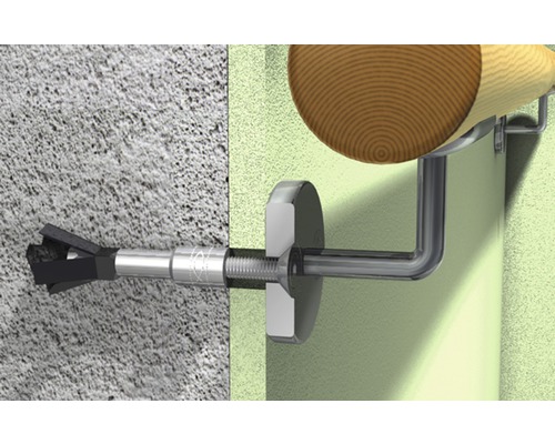 Ilustrácia upevnenia zábradlia s hmoždinkou v stene