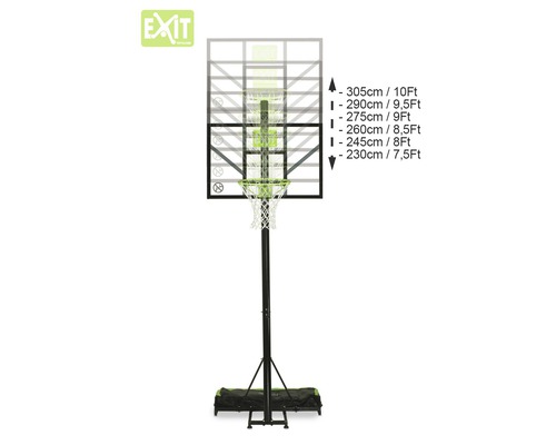 Výškovo nastaviteľný basketbalový kôš s uvedením rôznych výšok