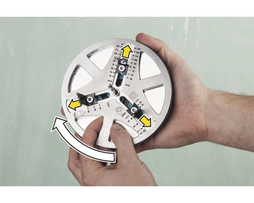 Vŕtacia šablóna pre priemer vŕtaného otvoru pri použití